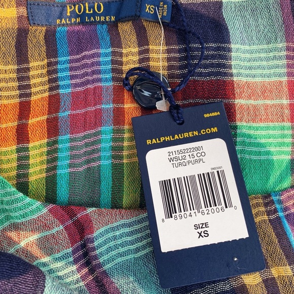 NWT Polo Ralph Lauren rainbow plaid boho tank top - Picture 8 of 15